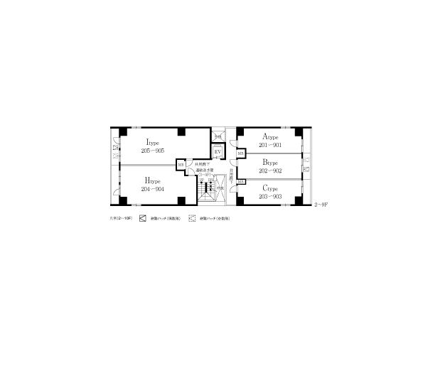 2〜9階平面図