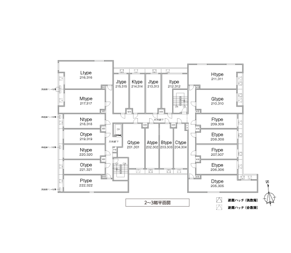 2〜3階平面図