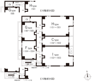 11〜15階平面図