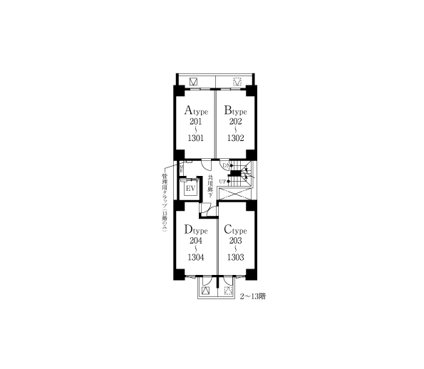 2~13階平面図
