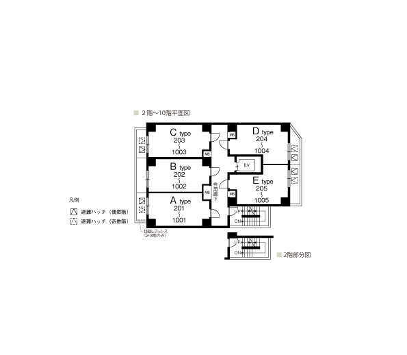 2~10階平面図