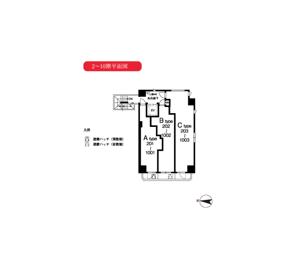2〜10階平面図