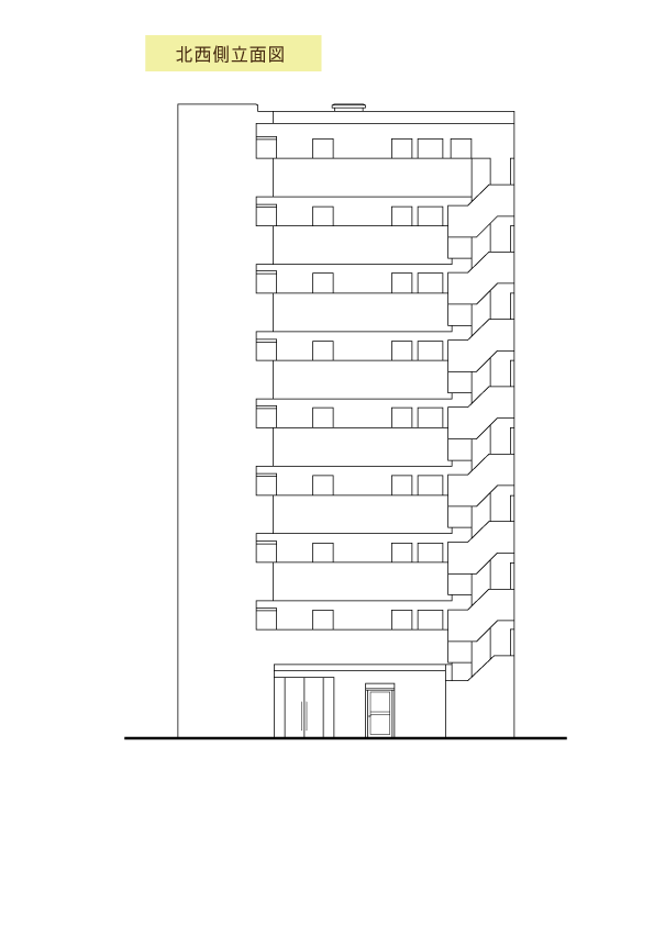 北西側立面図