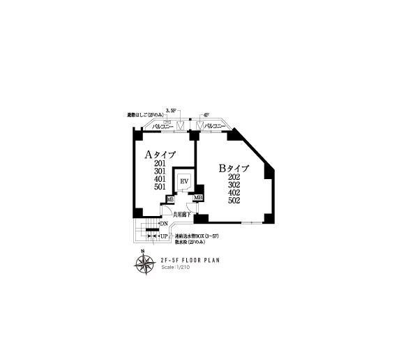 2〜5階平面図