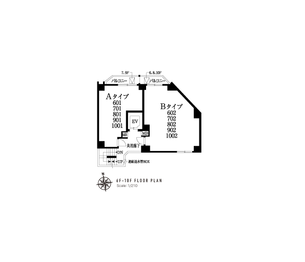 6〜10階平面図