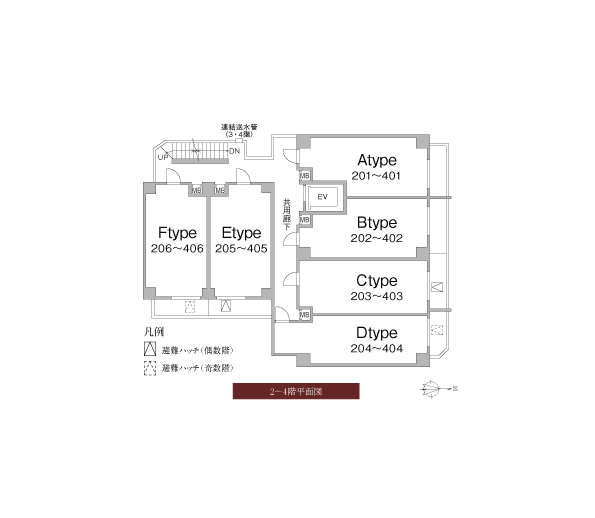 2〜4階平面図