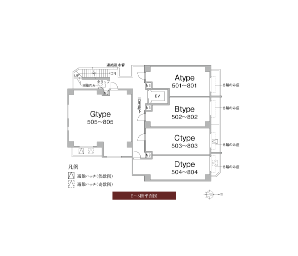 5〜8階平面図