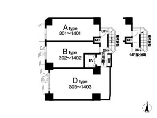 3〜14階平面図