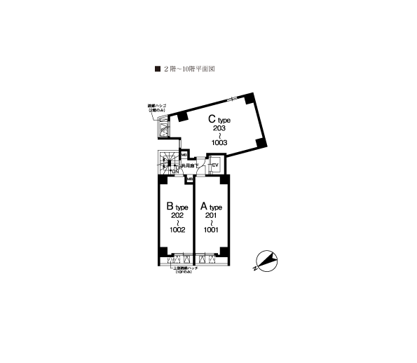 2〜8階平面図