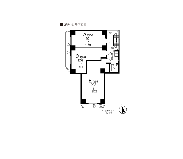2〜11階平面図