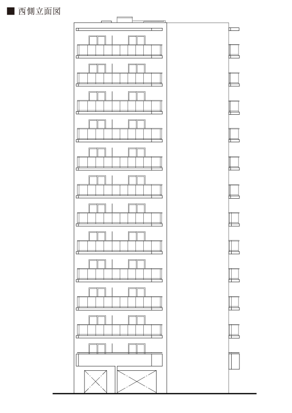 北西側立面図